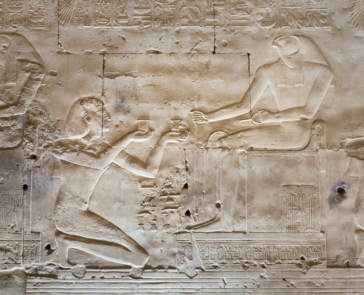 Basrelief, tempel for Seti I, Abydos, Egypten af Egyptian 19th Dynasty