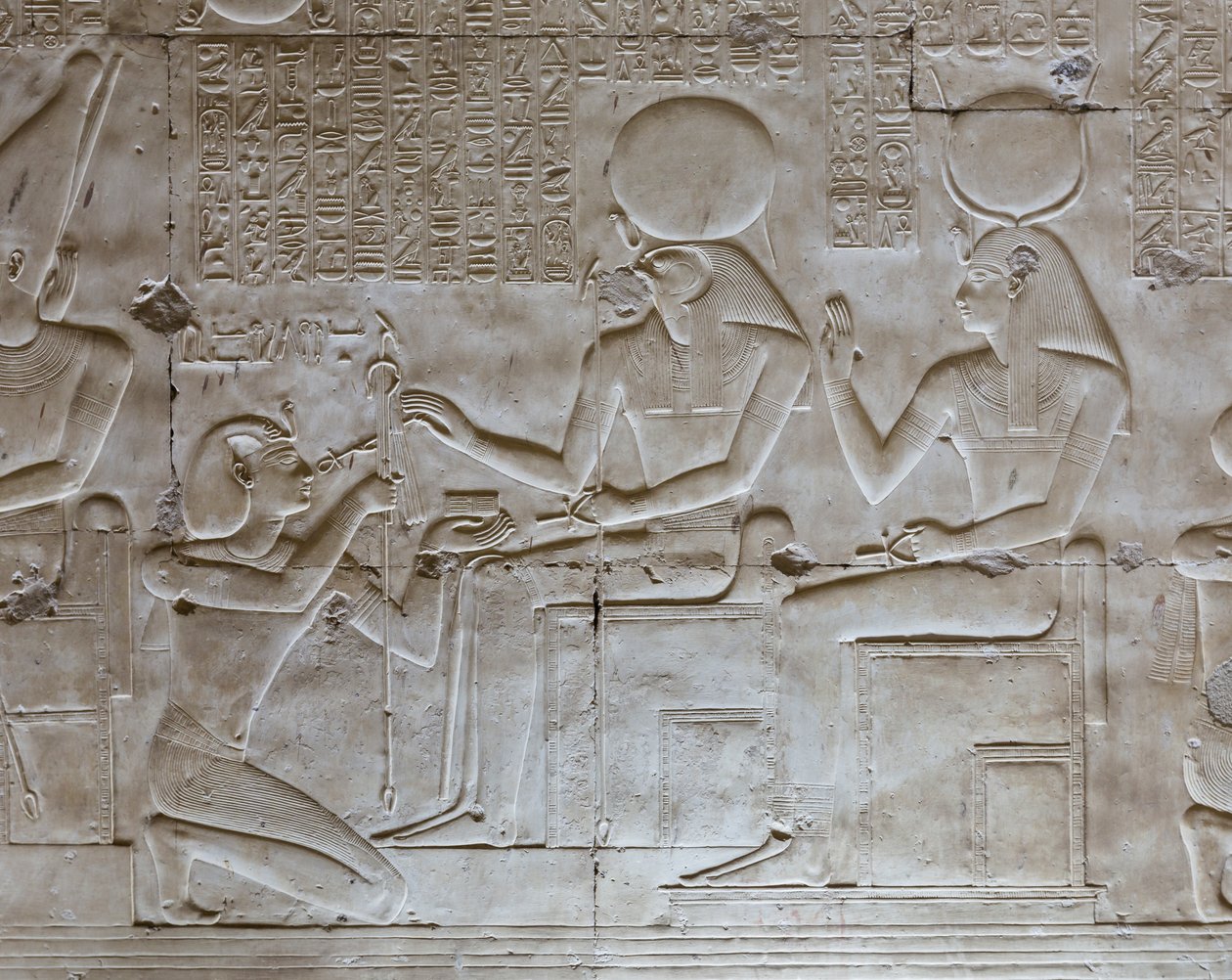 Basrelief, tempel for Seti I, Abydos, Egypten af Egyptian 19th Dynasty