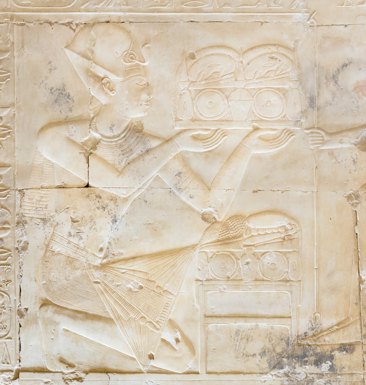 Basrelief, tempel for Seti I, Abydos, Egypten af Egyptian 19th Dynasty