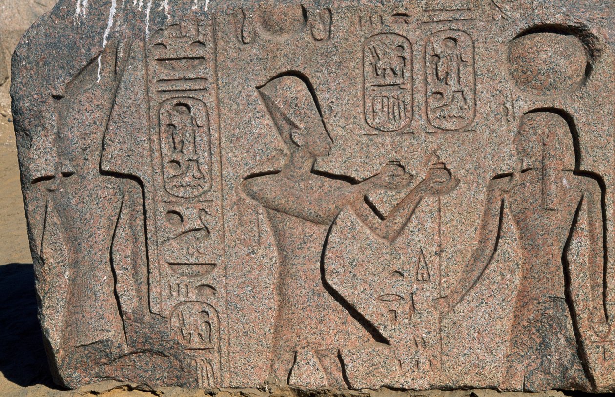 Blok med relieffer og inskriptioner af Ramses II, Det store Amon-tempel, Tanis, Egypten, Egyptisk civilisation, Det Nye Rige, XIX. dynasti af Egyptian 19th Dynasty