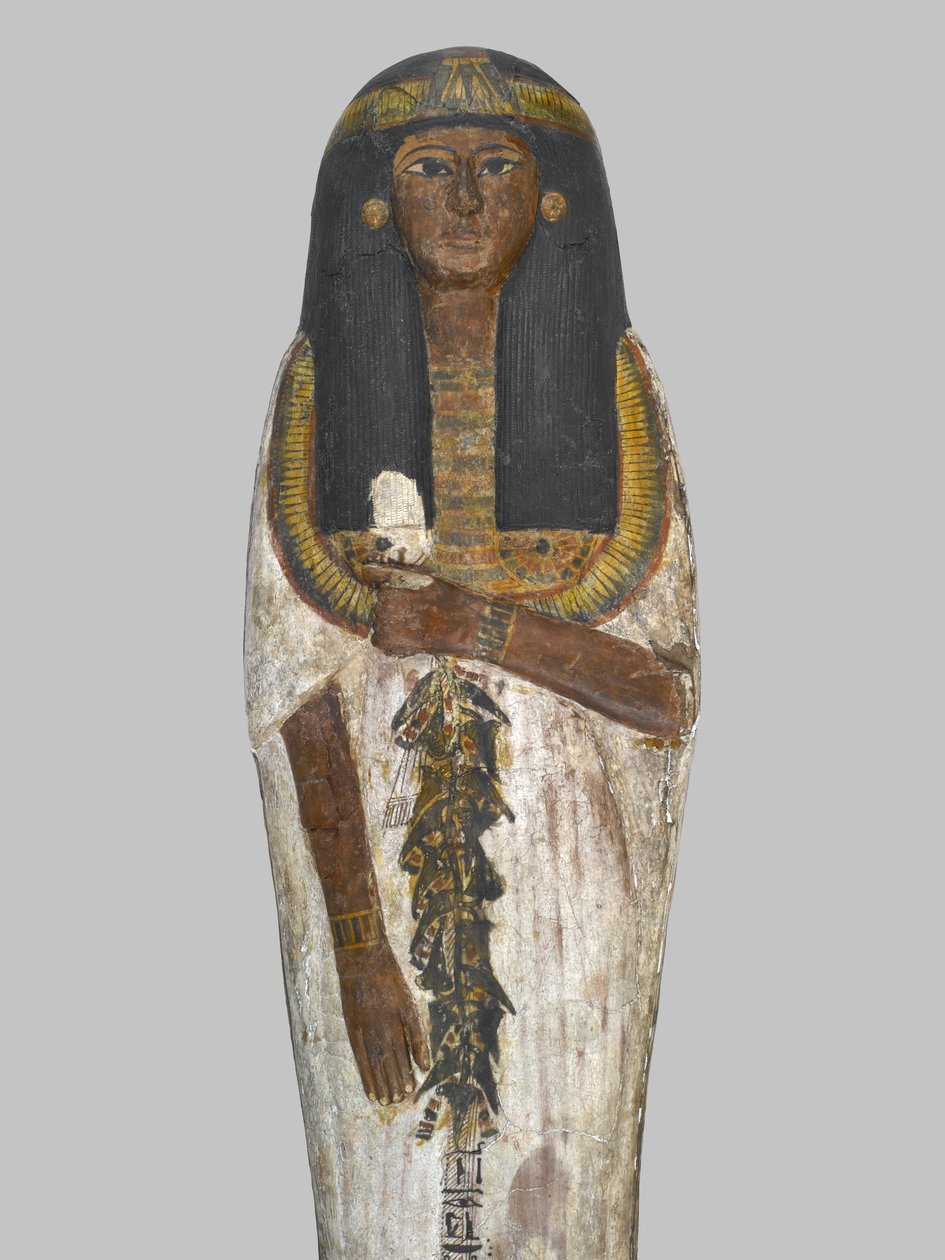 Kiste for fruen af huset, Weretwahset, genindskrevet for Bensuipet, fundet i Theben, New Kingdom, ca. 1292-1190 f.Kr. (malet træ) (detalje af 293508) af Egyptian 19th Dynasty