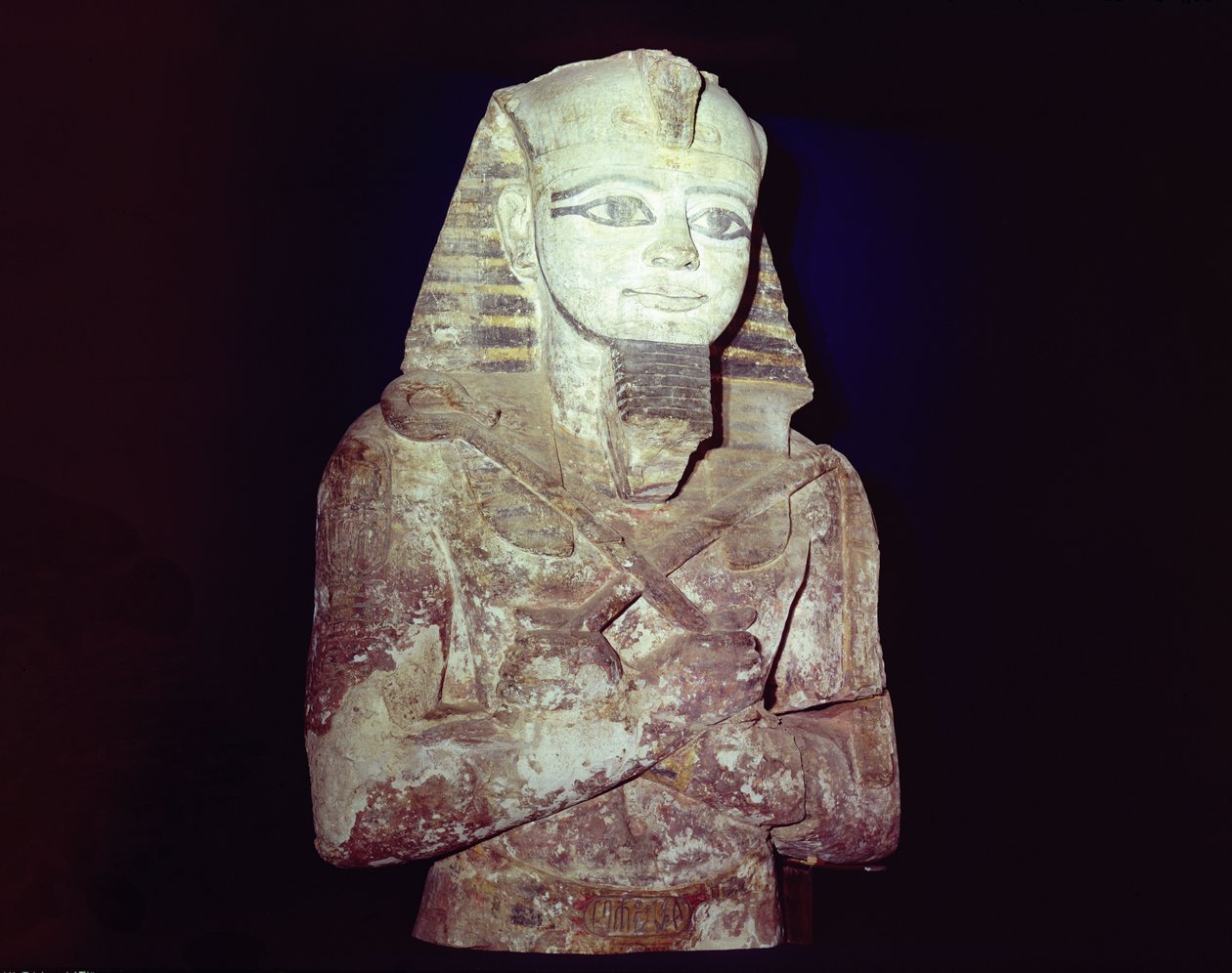 Colossus of Ramesses II (1279-1213 f.Kr.) detalje fra en Osiride-søjle, fra Gerf Husseins tempel, Nubien, New Kingdom (sandsten) af Egyptian 19th Dynasty