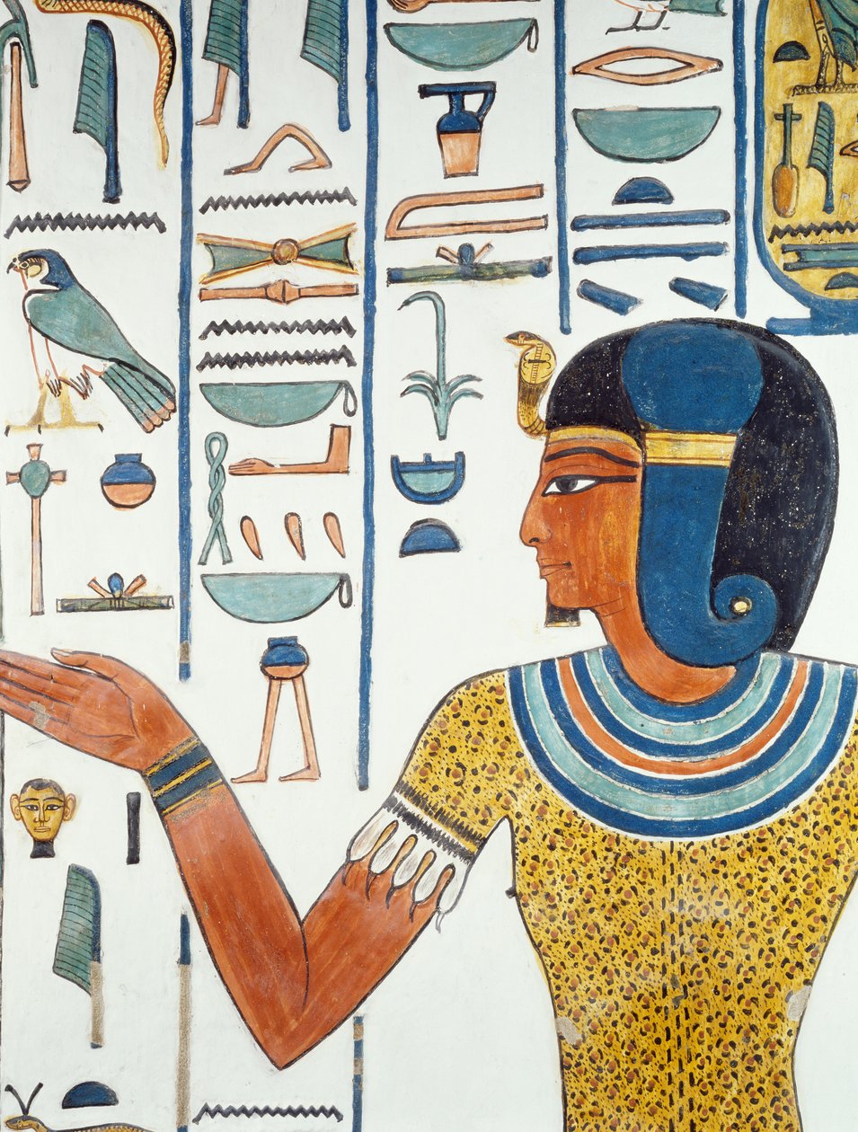 Søjle med Hornedjitef, detalje af freskoerne i Nefertaris gravkammer, Queens Valley, Luxor, Theben (Unescos verdensarvsliste af Egyptian 19th Dynasty