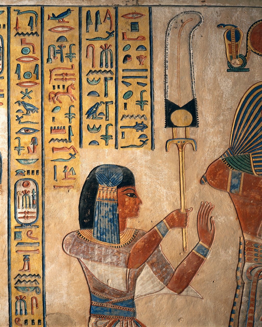 Egypten, Luxor, det gamle Theben, dronningernes dal. Grav for Amon Khopechef, søn af Ramses II prins, der holder flabellum (vifte) af Egyptian 19th Dynasty