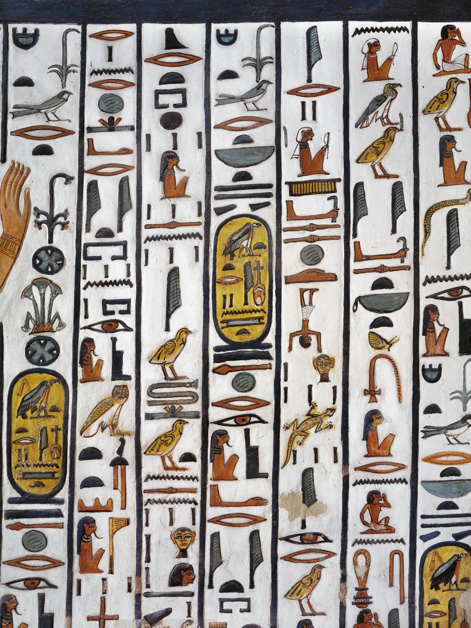 Egypten, Theben, Luxor, Queens Valley, Nefertaris grav, vægmaleri i gravkammer fra 19. dynasti af Egyptian 19th Dynasty