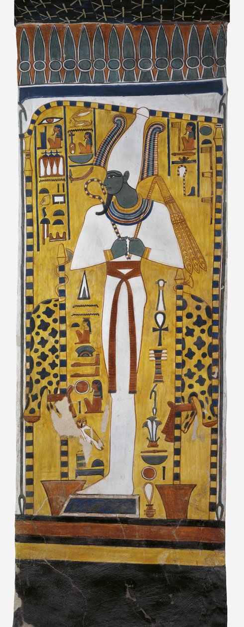 Egypten, Theben, Luxor, Queens Valley, Nefertaris grav, vægmaleri af Osiris i gravkammer fra 19. dynasti af Egyptian 19th Dynasty