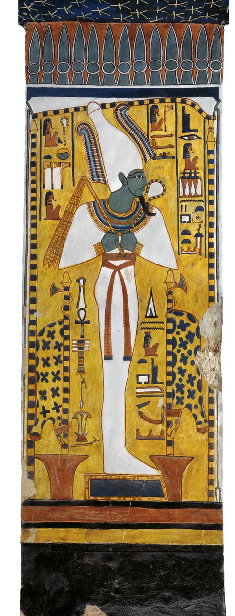 Egypten, Theben, Luxor, Queens Valley, Nefertaris grav, vægmaleri af Osiris i gravkammer fra 19. dynasti af Egyptian 19th Dynasty