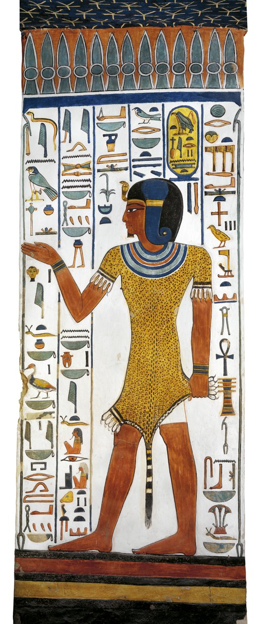 Egypten, Theben, Luxor, Queens Valley, Nefertaris grav, vægmaleri på søjle i gravkammer fra 19. dynasti af Egyptian 19th Dynasty