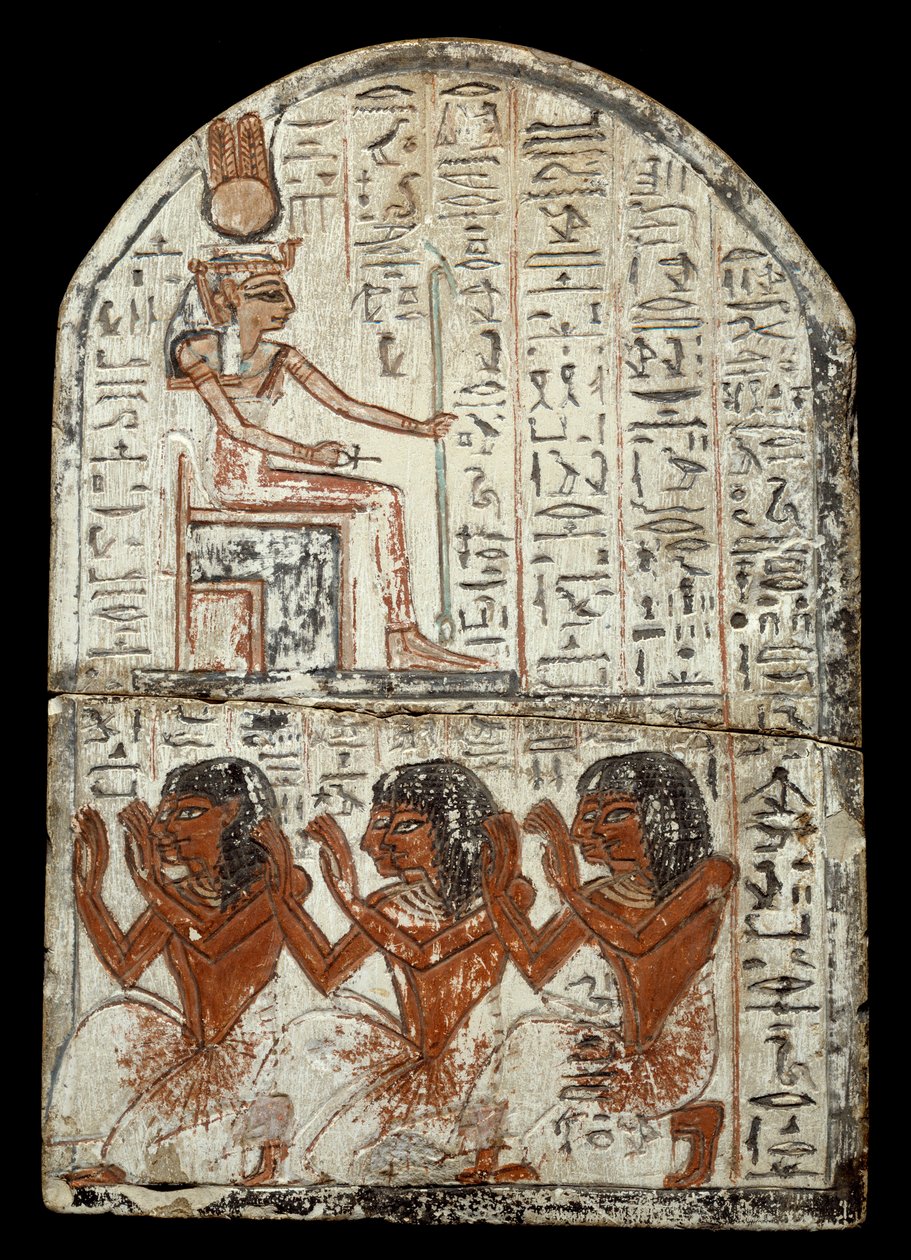 Egyptisk antikvitet: stele af billedhugger Ken, håndværker i Deir el Medineh: repræsentation af gudinden Renenoutet (madslange). Epoque Ramses II (1290-1224 f.Kr.) Bordeaux, aquitaine museum af Egyptian 19th Dynasty