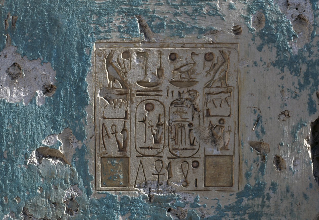 Hieroglyffer, relief, Ramses II-templet, Abydos, Egypten, Egyptisk civilisation, Det Nye Rige, XIX. dynasti (foto) af Egyptian 19th Dynasty