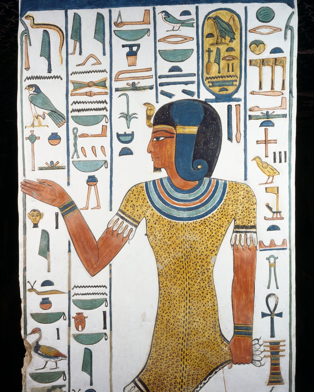 Horus-Neg-Itef, freskomaleri, begravelseskammerets sydøstlige søjle, Dronning Nefertaris grav (QV66), Queens Valley, Theben (Unescos verdensarvsliste af Egyptian 19th Dynasty