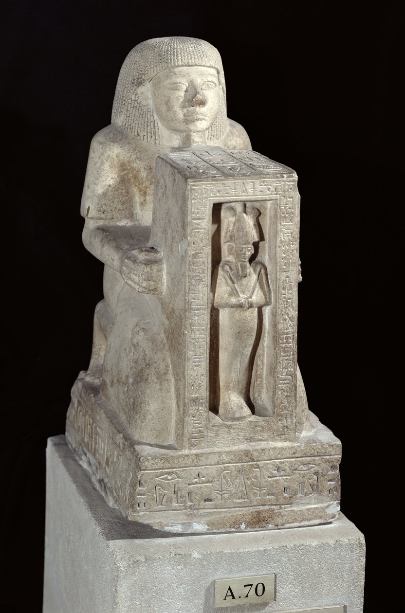 Naophorous statue af den kongelige skriver, Seti, med Osiris i naos, New Kingdom, ca. 1279-1213 f.Kr. (kalksten) af Egyptian 19th Dynasty
