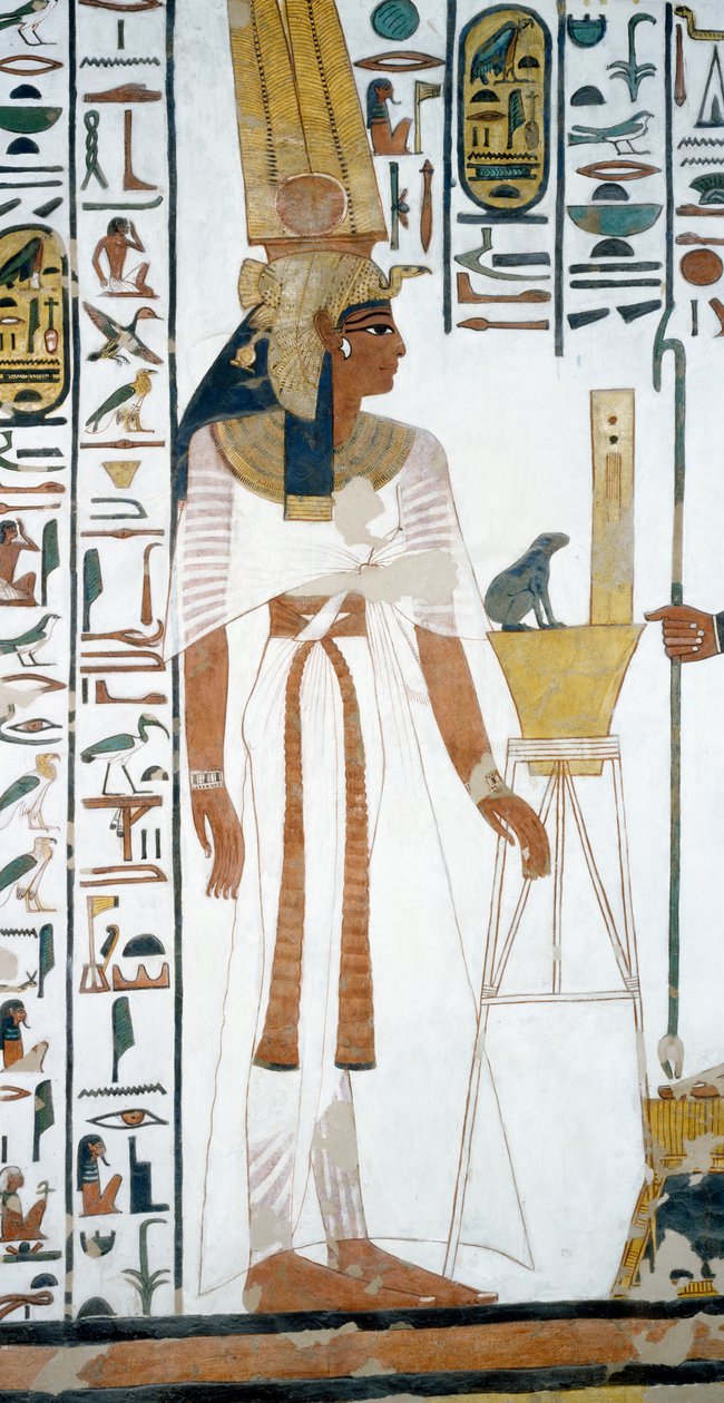 Nefertari, detaljer fra kalkmalerierne i det andet kammer i Nefertaris grav, Valley of Queens, Luxor, Theben (Unescos verdensarvsliste af Egyptian 19th Dynasty