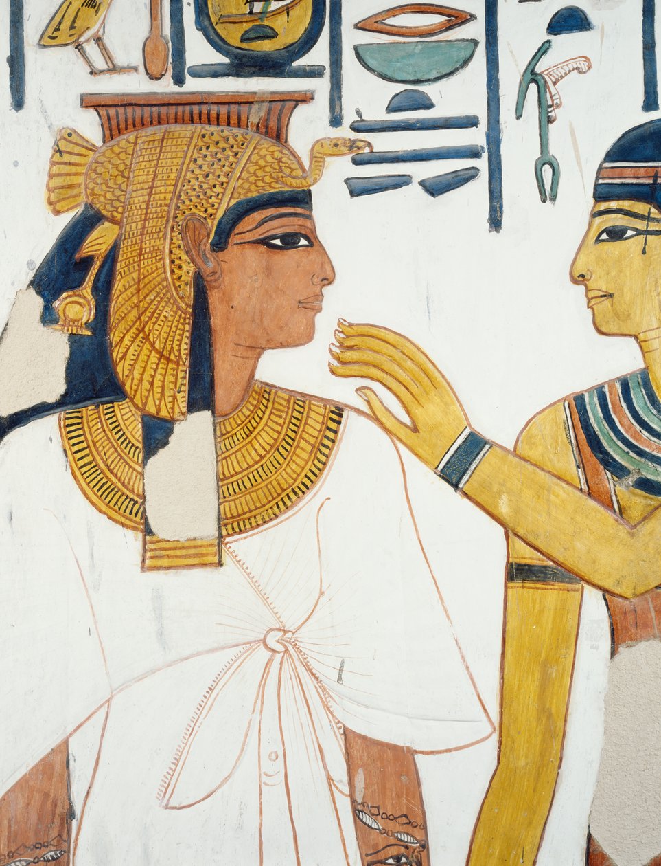 Nefertari møder gudinden Isis, fresco, den nordlige facade af den fjerde søjle, gravkammer, Nefertaris grav (QV66), Queens Valley, Theben (Unescos verdensarvsliste af Egyptian 19th Dynasty