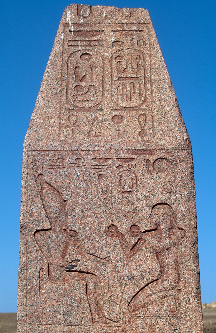 Obelisk med relieffer og inskriptioner af Ramses II, Amons store tempel, Tanis, Egypten, Egyptisk civilisation, Det Nye Rige, XIX. dynasti af Egyptian 19th Dynasty