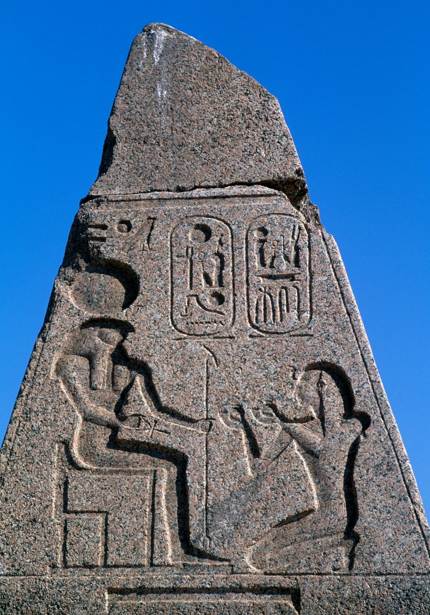 Obelisk med relieffer og inskriptioner af Ramses II, Amons store tempel, Tanis, Egypten, Egyptisk civilisation, Det Nye Rige, XIX. dynasti af Egyptian 19th Dynasty