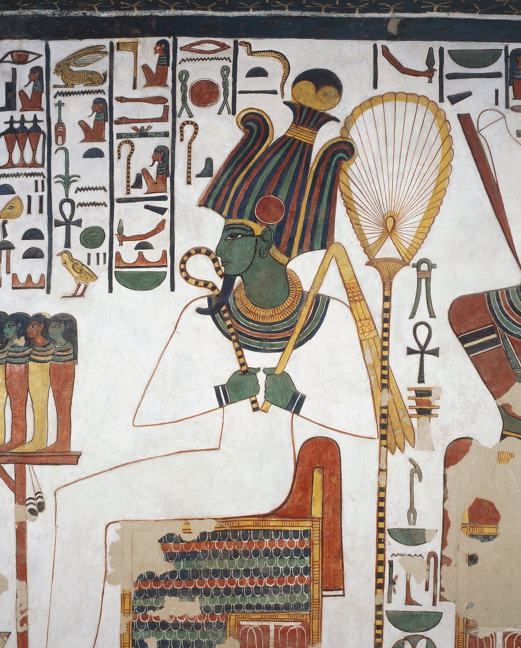 Osiris, fresko, østvæg, østligt sidekammer, Nefertaris grav (QV66), Dronningernes Dal, Theben (Unescos verdensarvsliste) af Egyptian 19th Dynasty