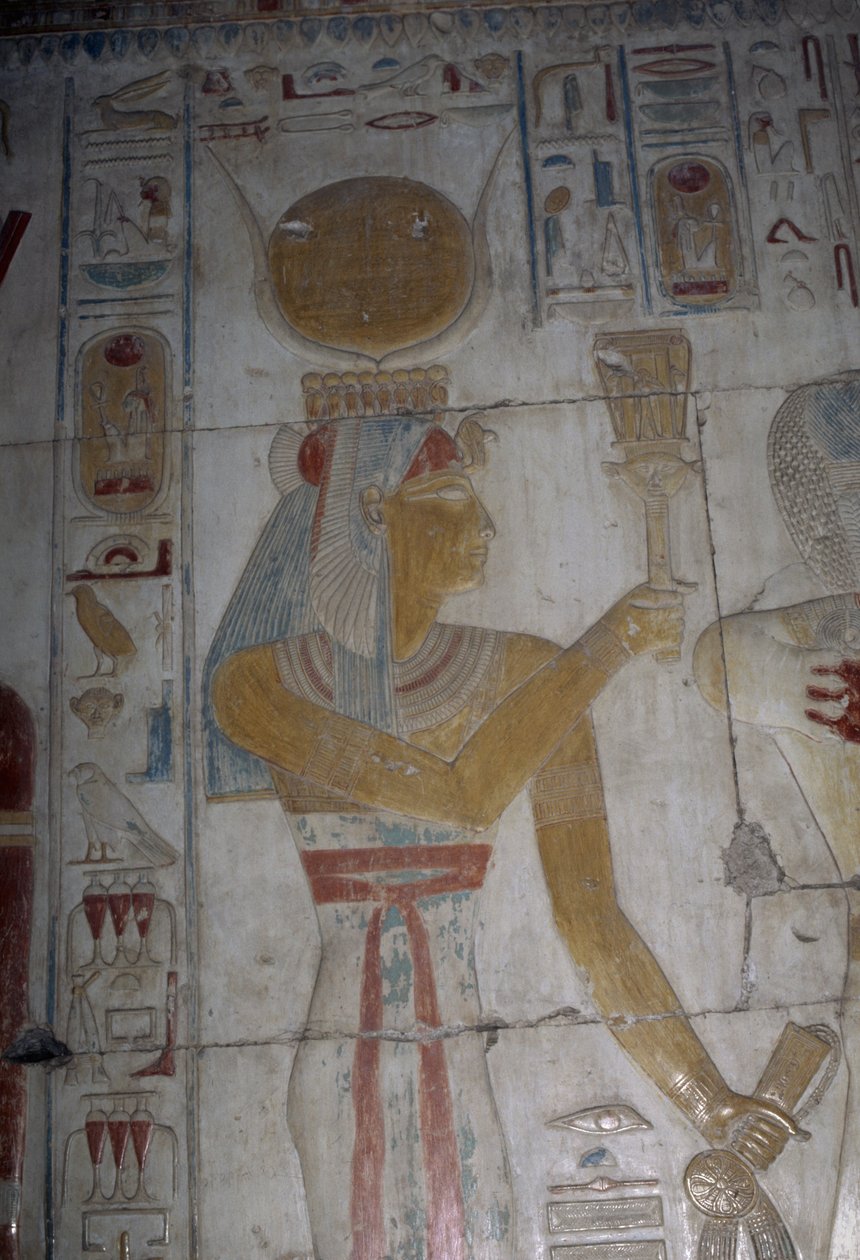 Bemalet relief af gudinden Hator, Osiris