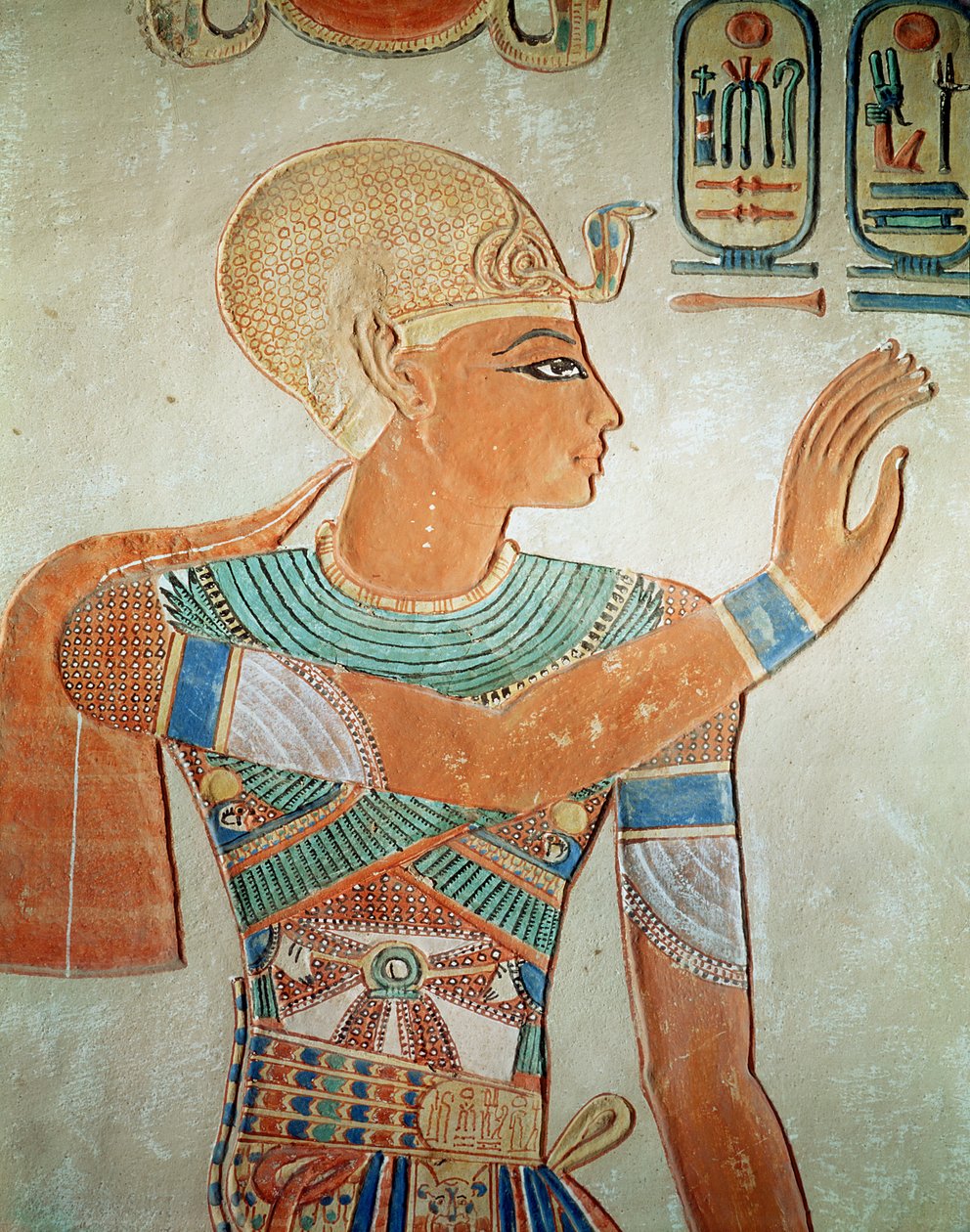 Portræt af Ramses III (ca. 1184-1153 f.Kr.) fra Amen-Her-Khepshefs grav, New Kingdom (vægmaleri) af Egyptian 19th Dynasty