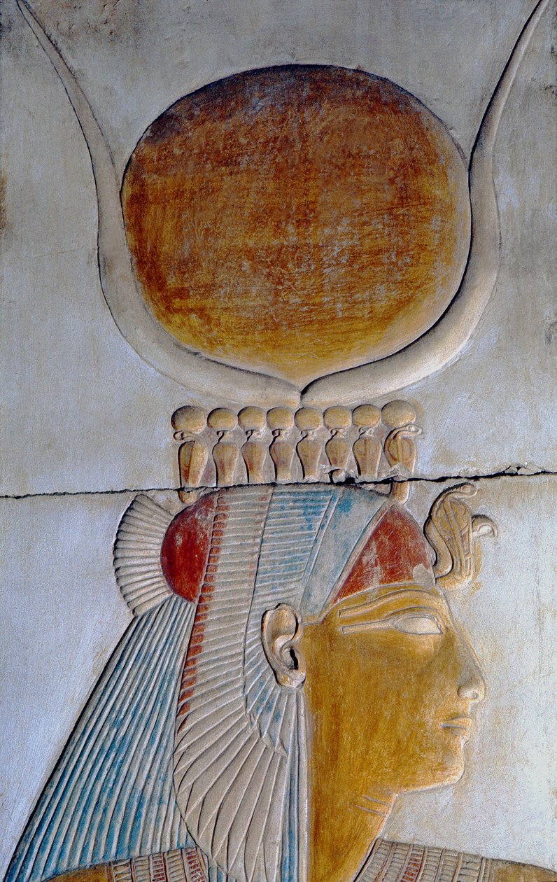 Profil af Isis, Temple of Seti I, Abydos af Egyptian 19th Dynasty