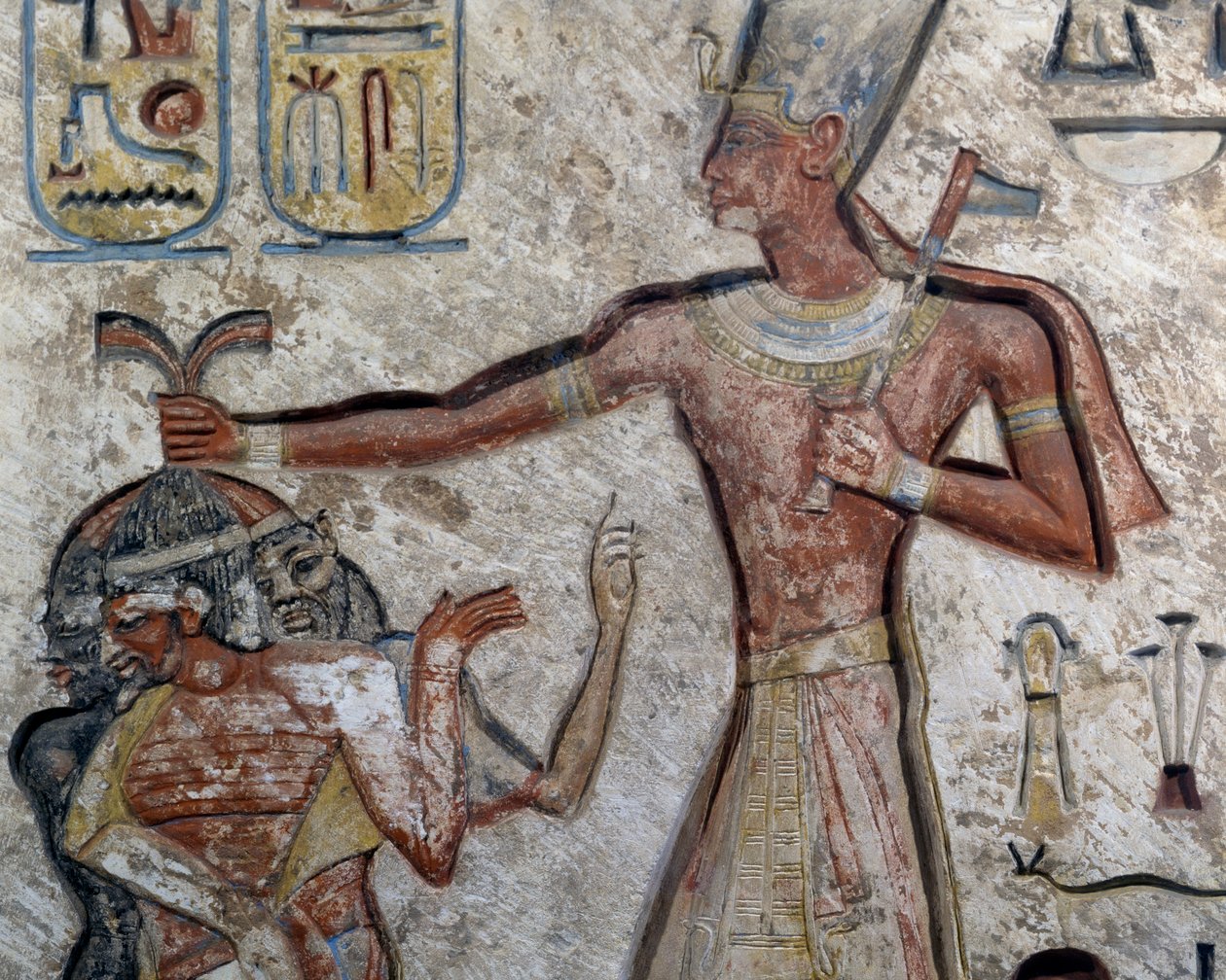 Ramses II holder fanger i håret, detalje, Egyptisk civilisation, Det Nye Rige, XIX. dynasti af Egyptian 19th Dynasty