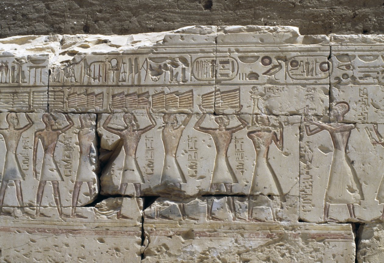 Relief, Ramses II-templet, Abydos, Egypten, Egyptisk civilisation, Det Nye Rige, XIX. dynasti (foto) af Egyptian 19th Dynasty