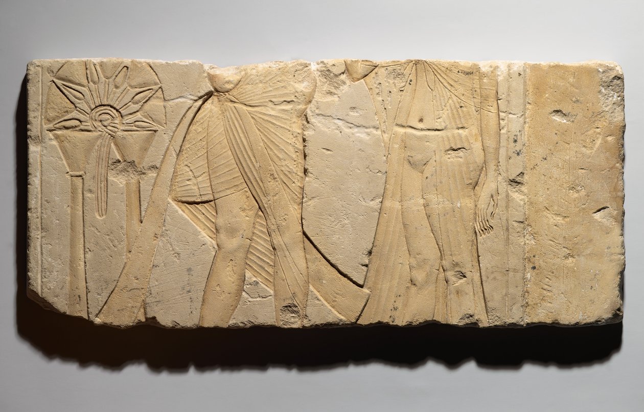 Relief, der viser en offerscene, fra Tell el-Amarna, New Kingdom, ca. 1353-1336 f.Kr. (kalksten) af Egyptian 19th Dynasty
