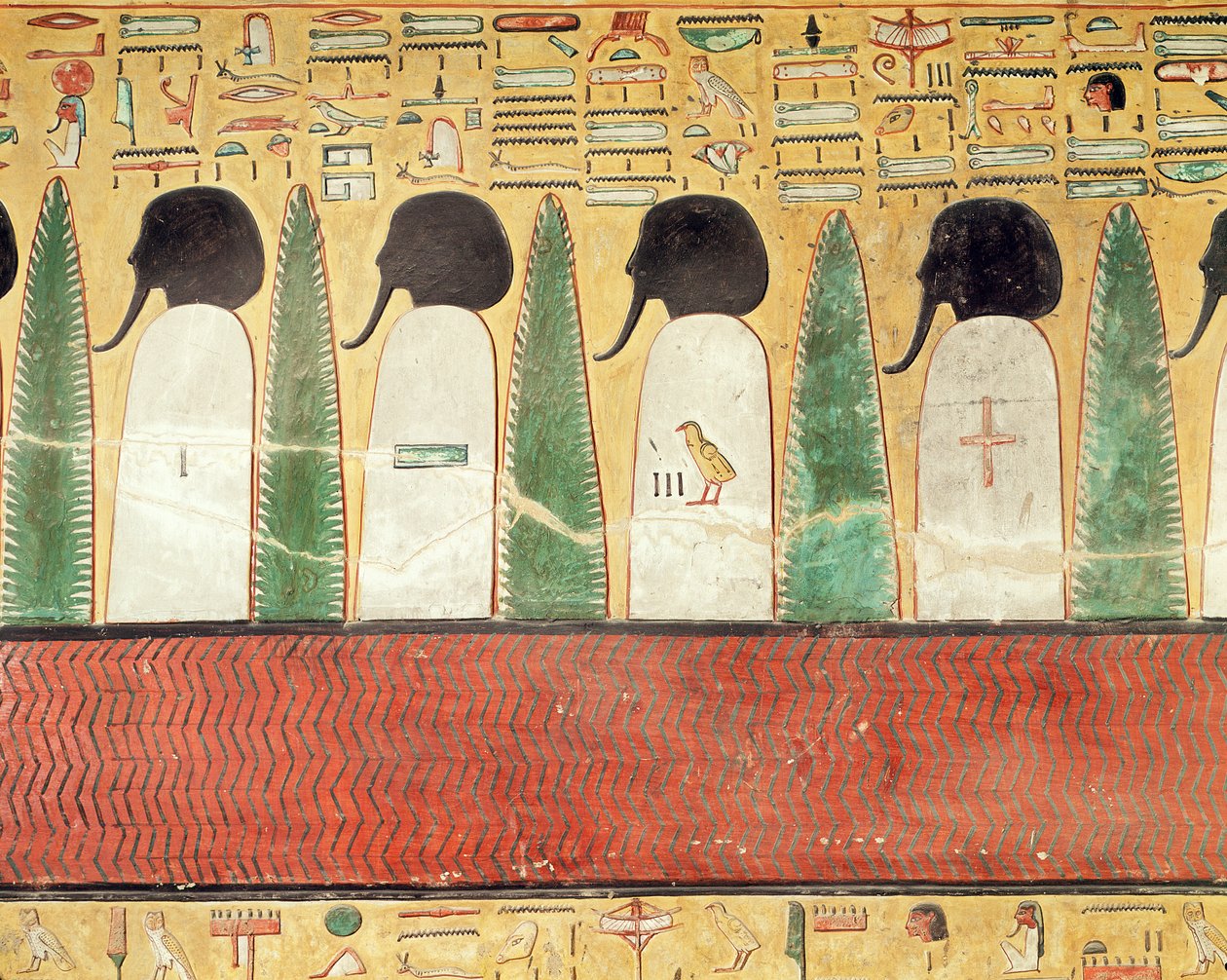 Relief, der viser sorthovedede guder i underverdenen, fra Seti I