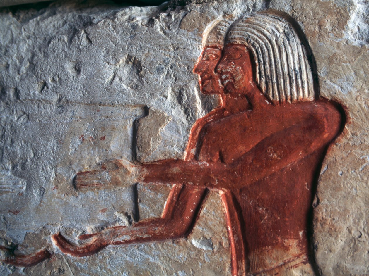 Relief forestillende bærere, Leteyas grav, Saqqara, Egypten, Egyptisk civilisation, Det Nye Rige, Dynasti XIX af Egyptian 19th Dynasty