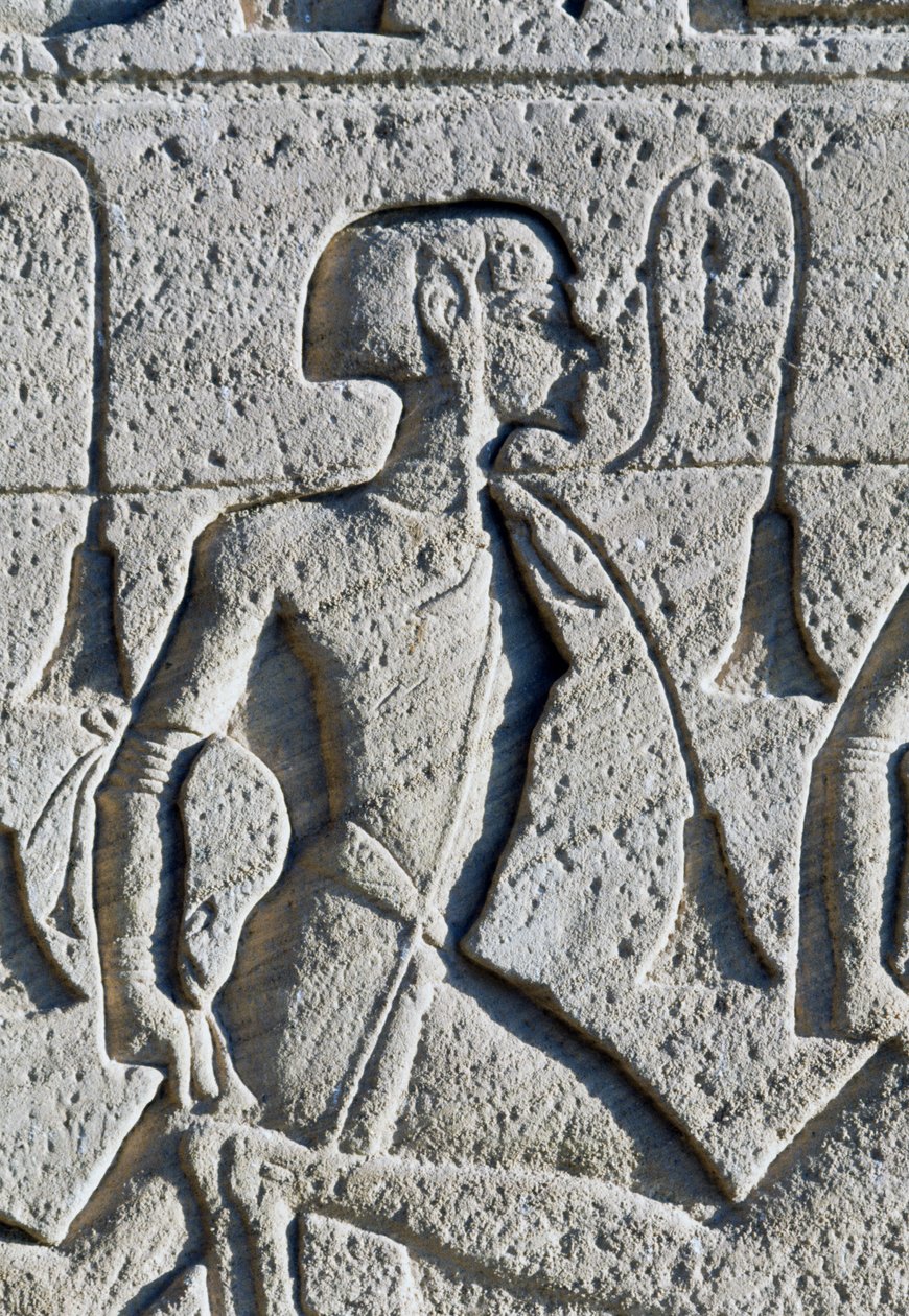Relief, der forestiller en fange fra slaget ved Kadesh, detalje fra tronsoklen på facaden af Ramses II