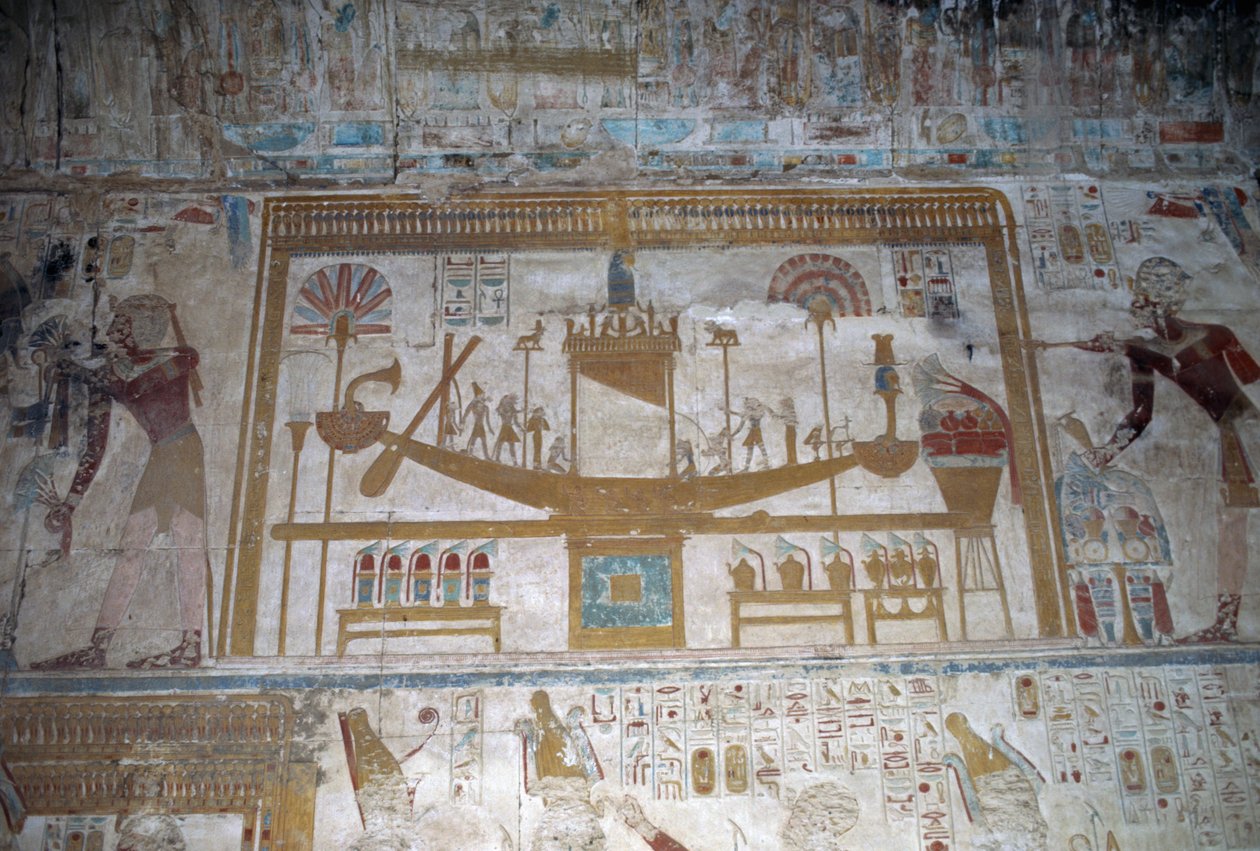 Hellig båd, basrelief, Osiris