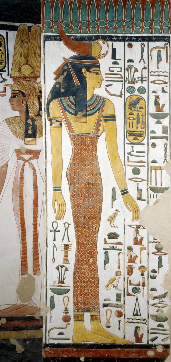 Selqet, detaljer fra kalkmalerierne i gravkammeret i Nefertari, Valley of Queens, Luxor, Theben (Unescos verdensarvsliste af Egyptian 19th Dynasty