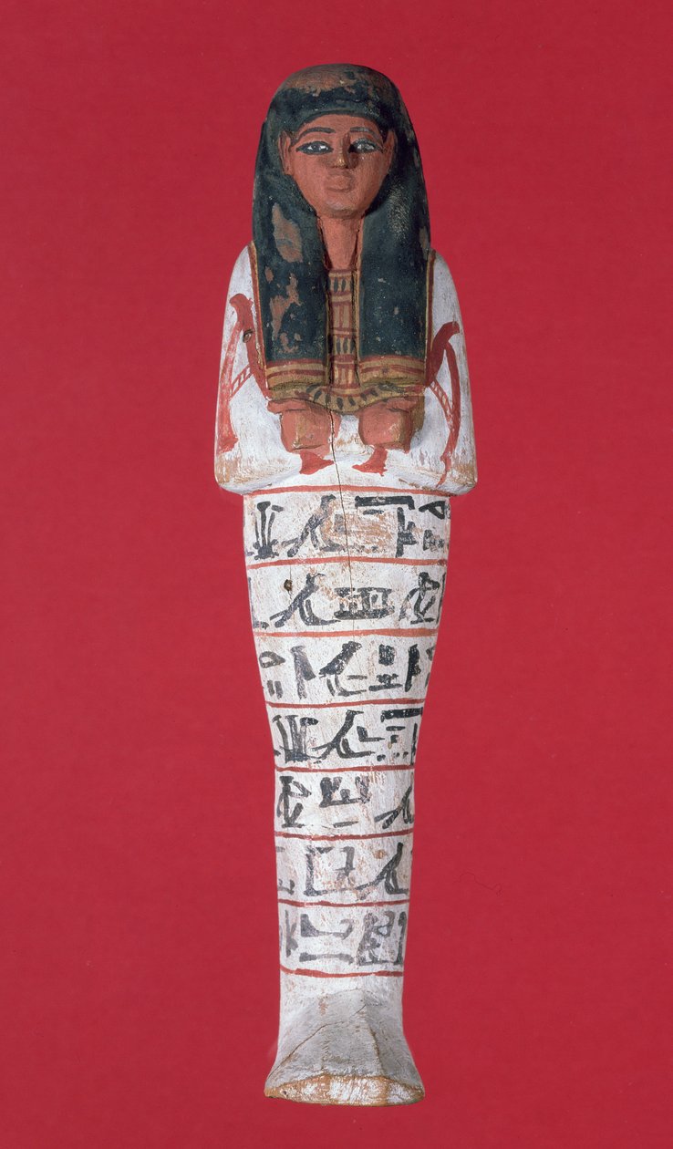 Shabti figur, New Kingdom (malet træ) af Egyptian 19th Dynasty