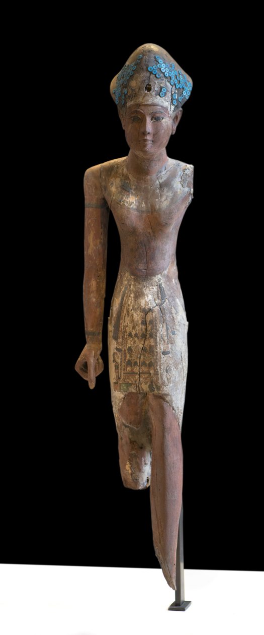 Statue af Sovereign Ramesside hovedbeklædning af den blå krone og iført lændeklæde foran af Egyptian 19th Dynasty