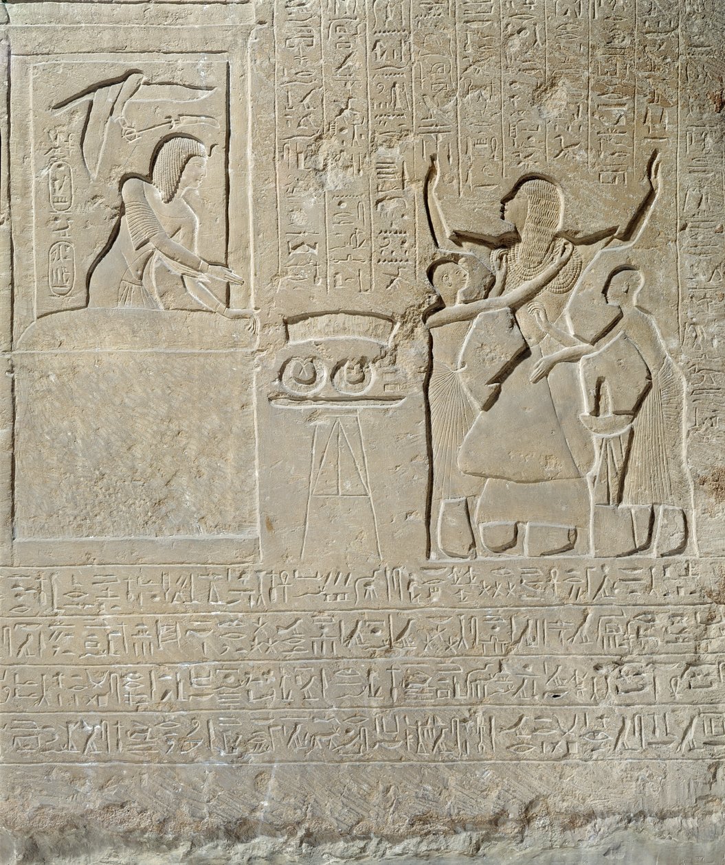 Stele af halskæderne, Hormin modtager guldet til ham fra Seti I (ca. 1303-1290 f.Kr.) New Kingdom (kalksten) af Egyptian 19th Dynasty