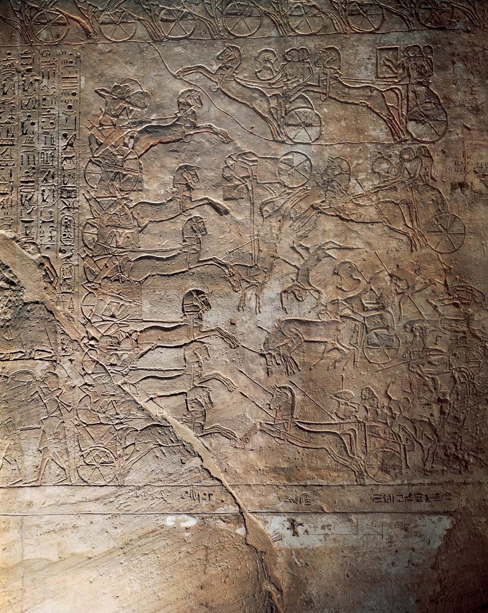 Slaget mellem egypterne og hittitterne ved Kadesh, relief, hovedtemplet i Abu Simbel (Unescos verdensarvsliste) af Egyptian 19th Dynasty