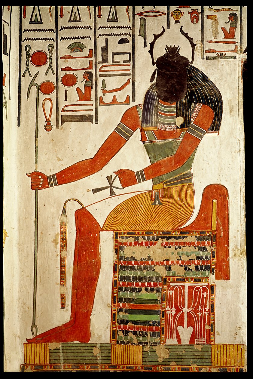Guden, Khepri, fra Nefertaris grav, New Kingdom (vægmaleri) af Egyptian 19th Dynasty
