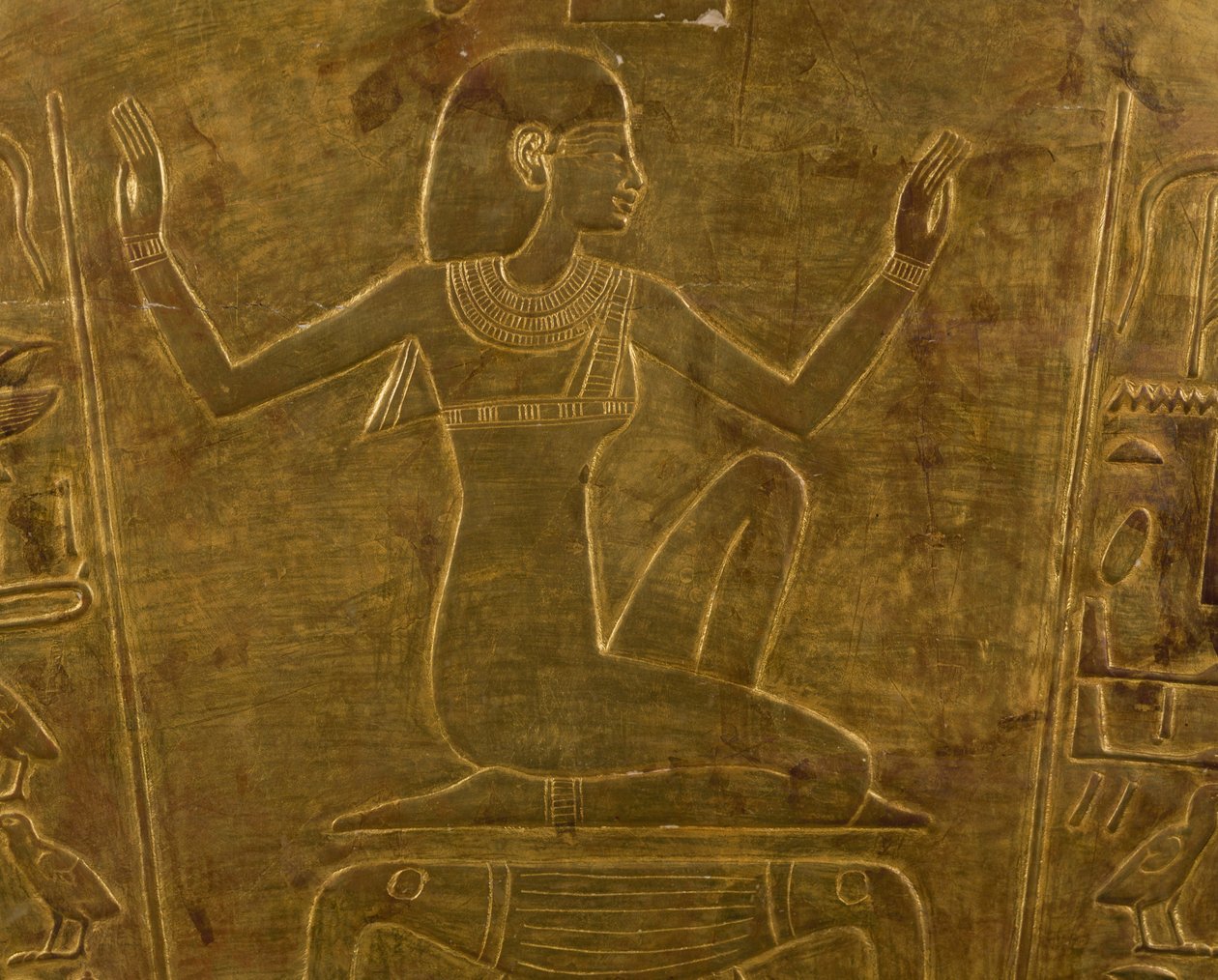 Gudinden Isis, dekorativ detalje på sarkofag af dronning Tuya, mor til Ramses II, forgyldt træ, Egyptisk civilisation, Det Nye Rige, XIX. dynasti af Egyptian 19th Dynasty