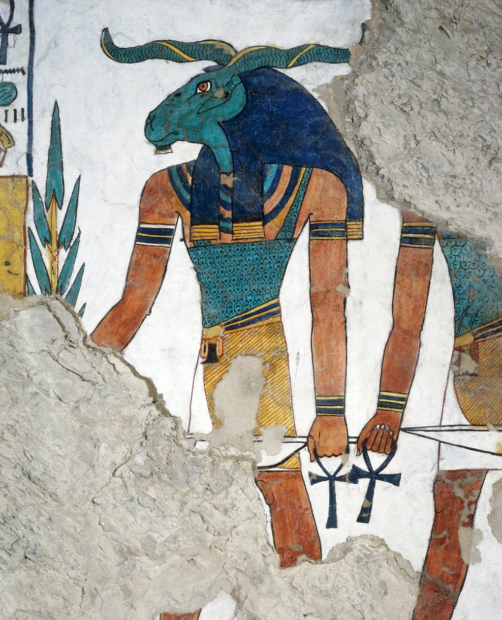 Budbringeren med et vædderhoved, tredje dør til Kongeriget Osiris, kapitel 144 i De dødes Bog, fresko, gravkammer, Nefertaris grav (QV66), Queens Valley, Theben. Egyptisk civilisation, New Kingdom, Dynasti XIX. af Egyptian 19th Dynasty
