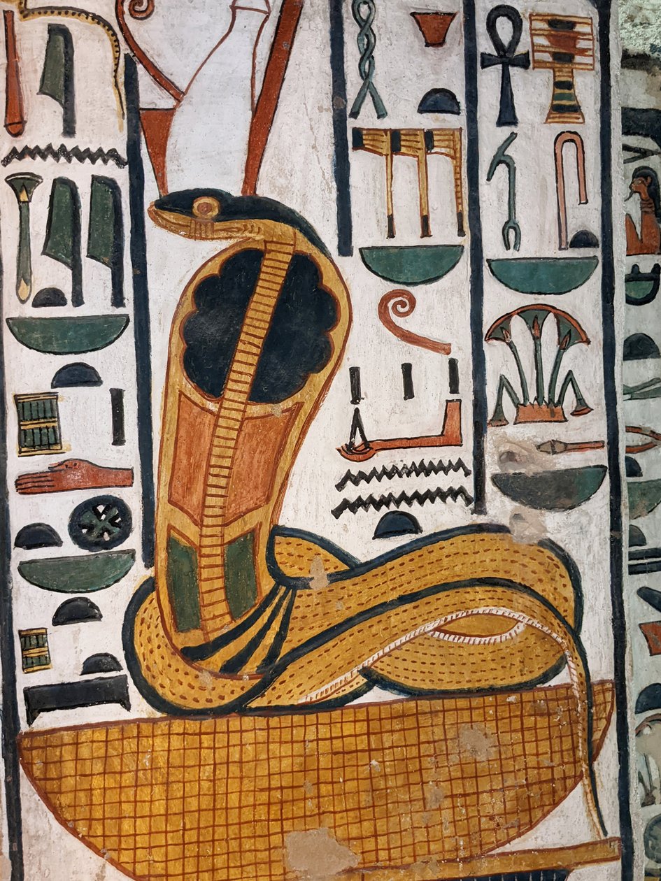 Nefertaris grav / egyptisk gudinde Wadjet (vægmaleri) af Egyptian 19th Dynasty