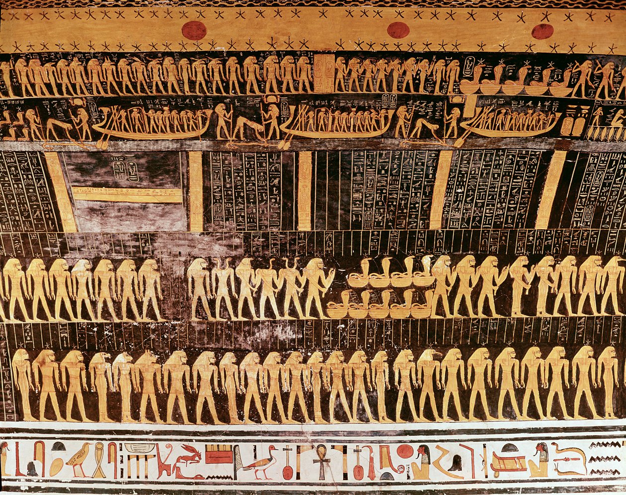Detalje fra Dagens Bog fra loftet i gravkammeret i Ramses VI