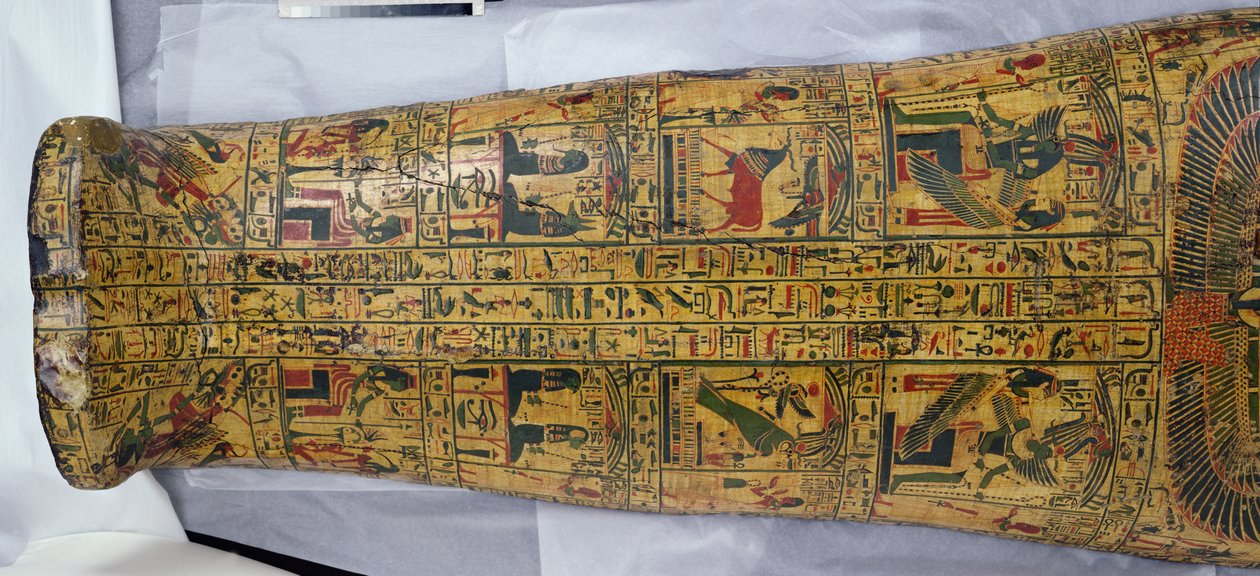 Detalje af omslaget til mumien af Nesyamun, muligvis fundet i Deir El-Bahri, New Kingdom, ca. 1100 f.Kr. (malet træ) af Egyptian 20th Dynasty