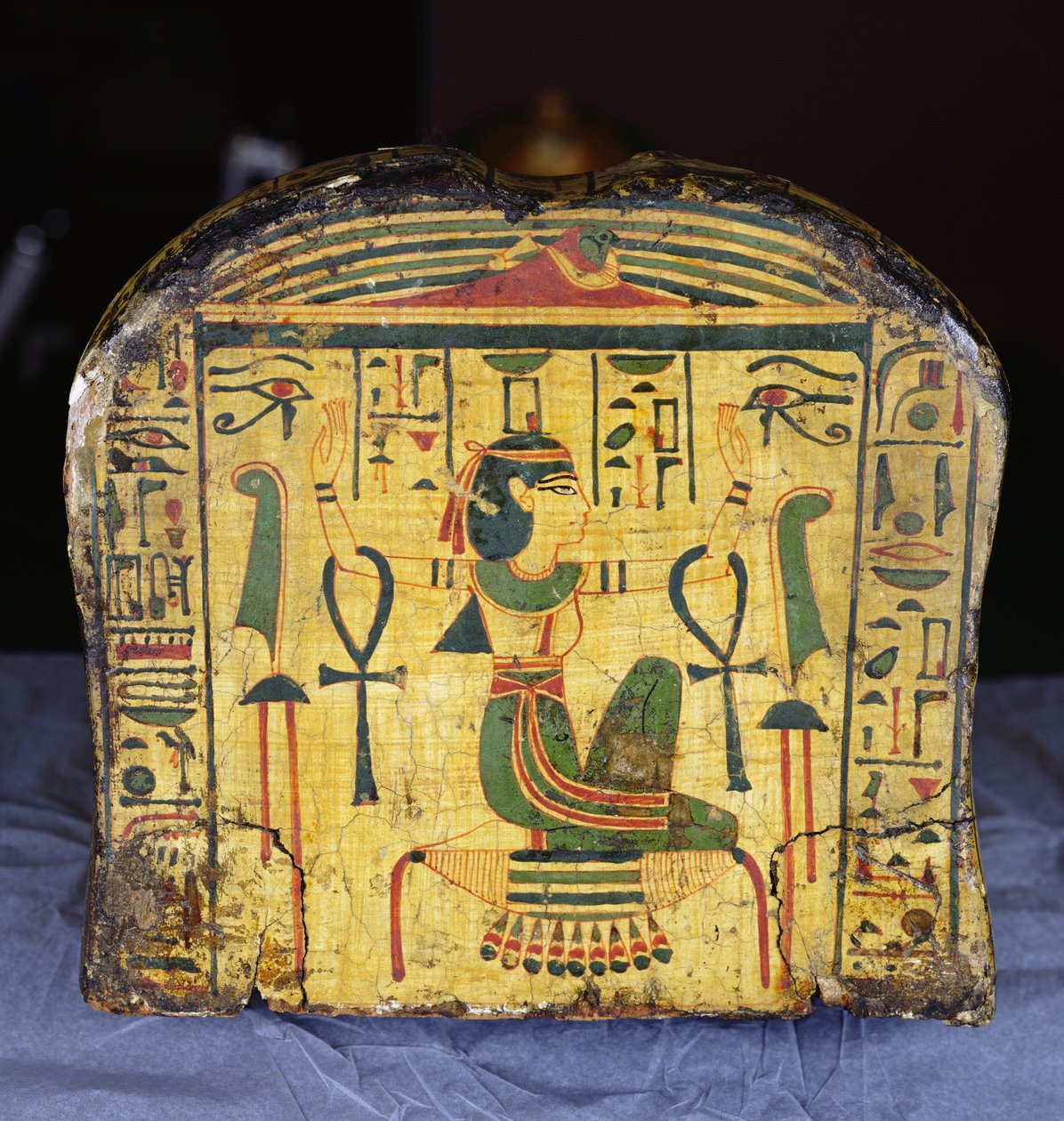 Detalje af fodenden af den ydre kistebund af mumien af Nesyamun, muligvis fundet ved Deir El-Bahri, New Kingdom, ca. 1100 f.Kr. (malet træ) af Egyptian 20th Dynasty