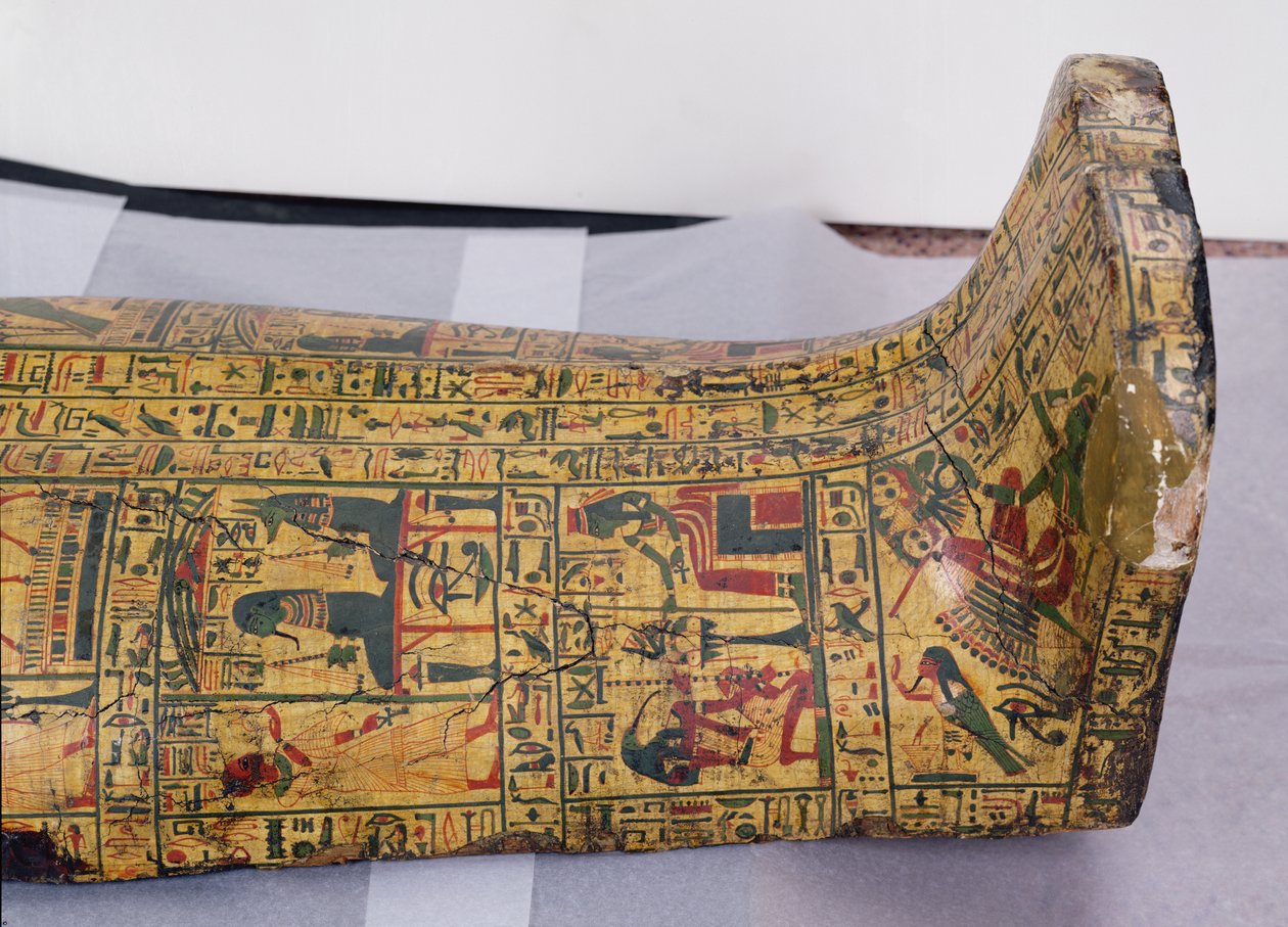 Detalje af det nederste ydre omslag af mumien af Nesyamun, muligvis fundet i Deir El-Bahri, New Kingdom, ca. 1100 f.Kr. (malet træ) af Egyptian 20th Dynasty