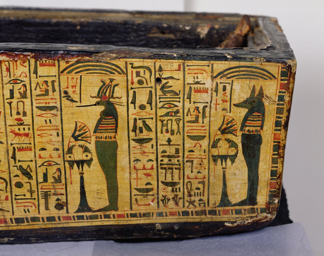 Detalje af den ydre kistebund af mumien af Nesyamun, muligvis fundet i Deir El-Bahri, New Kingdom, ca. 1100 f.Kr. (malet træ) af Egyptian 20th Dynasty