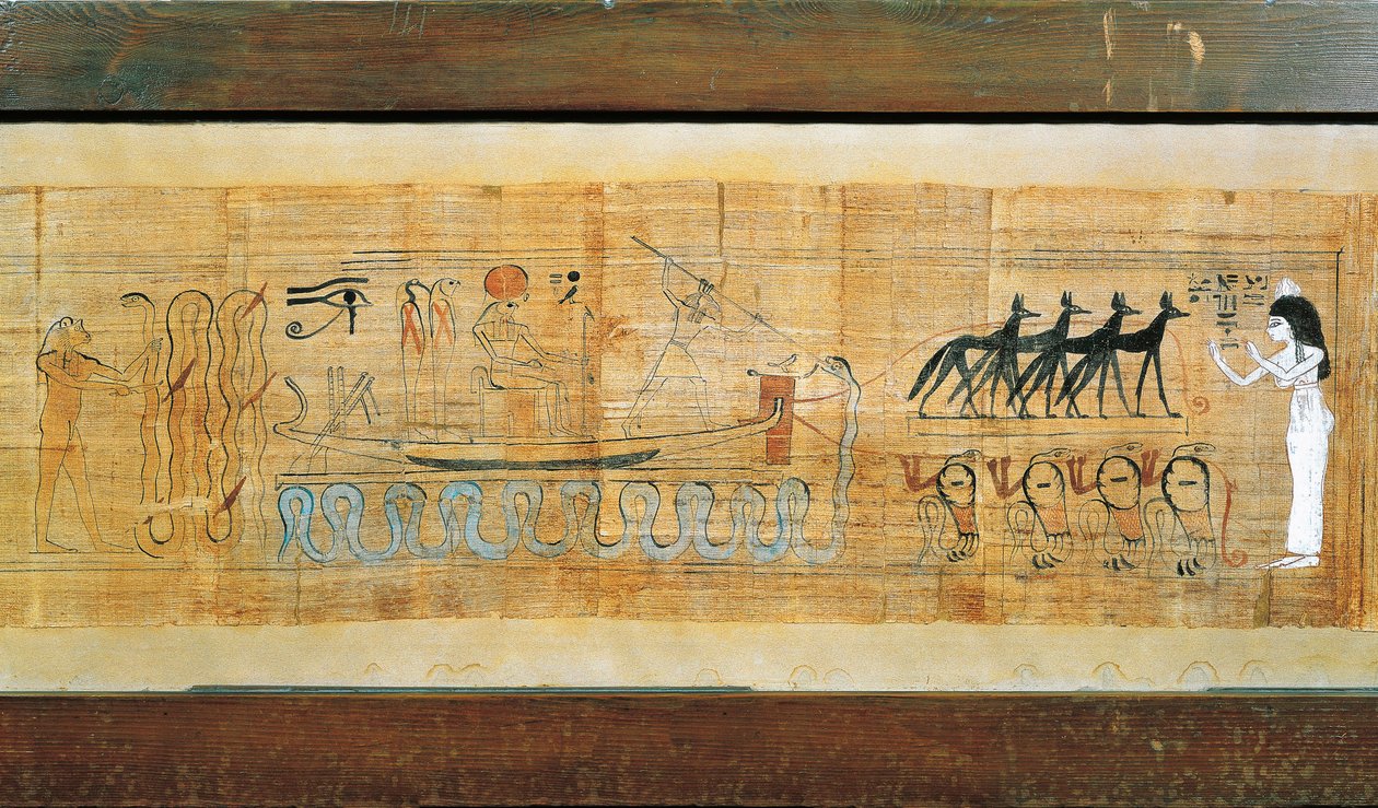 Heruben papyrus, guddommelighed på solbåd af Seth af Egyptian 20th Dynasty