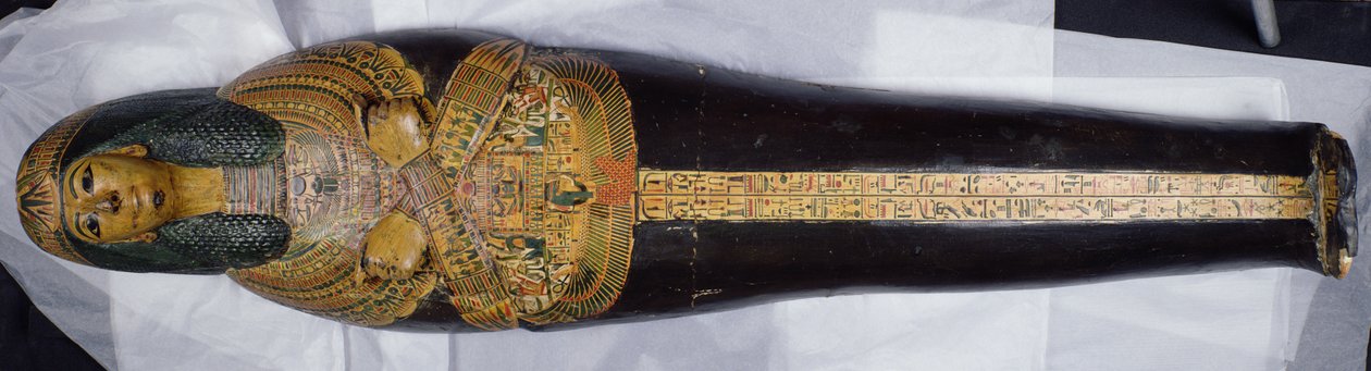 Indvendigt låg af mumien af Nesyamun, muligvis fundet i Deir El-Bahri, New Kingdom, ca. 1100 f.Kr. (malet træ) af Egyptian 20th Dynasty