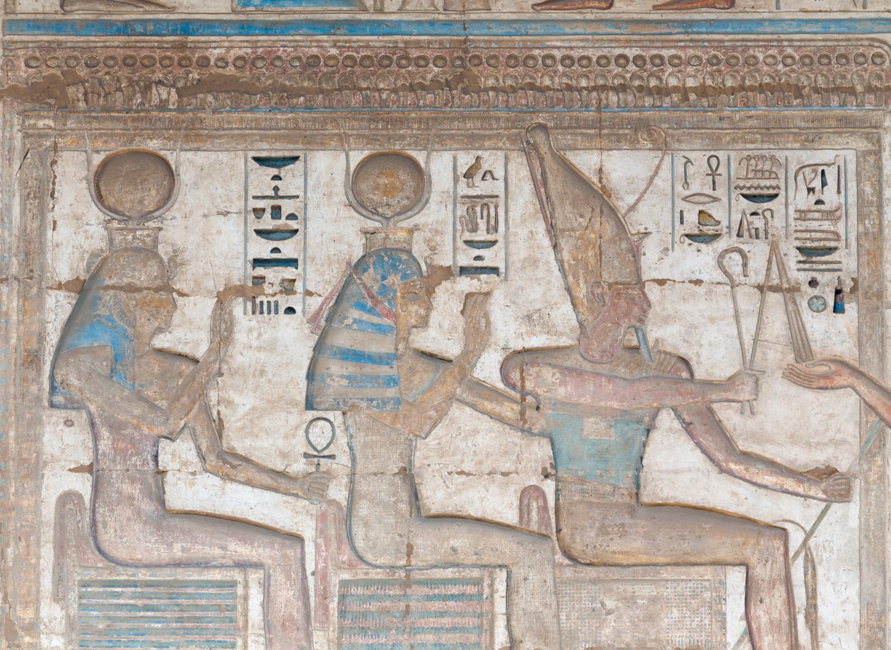 Malet reliefbillede på væggen af Egyptian 20th Dynasty