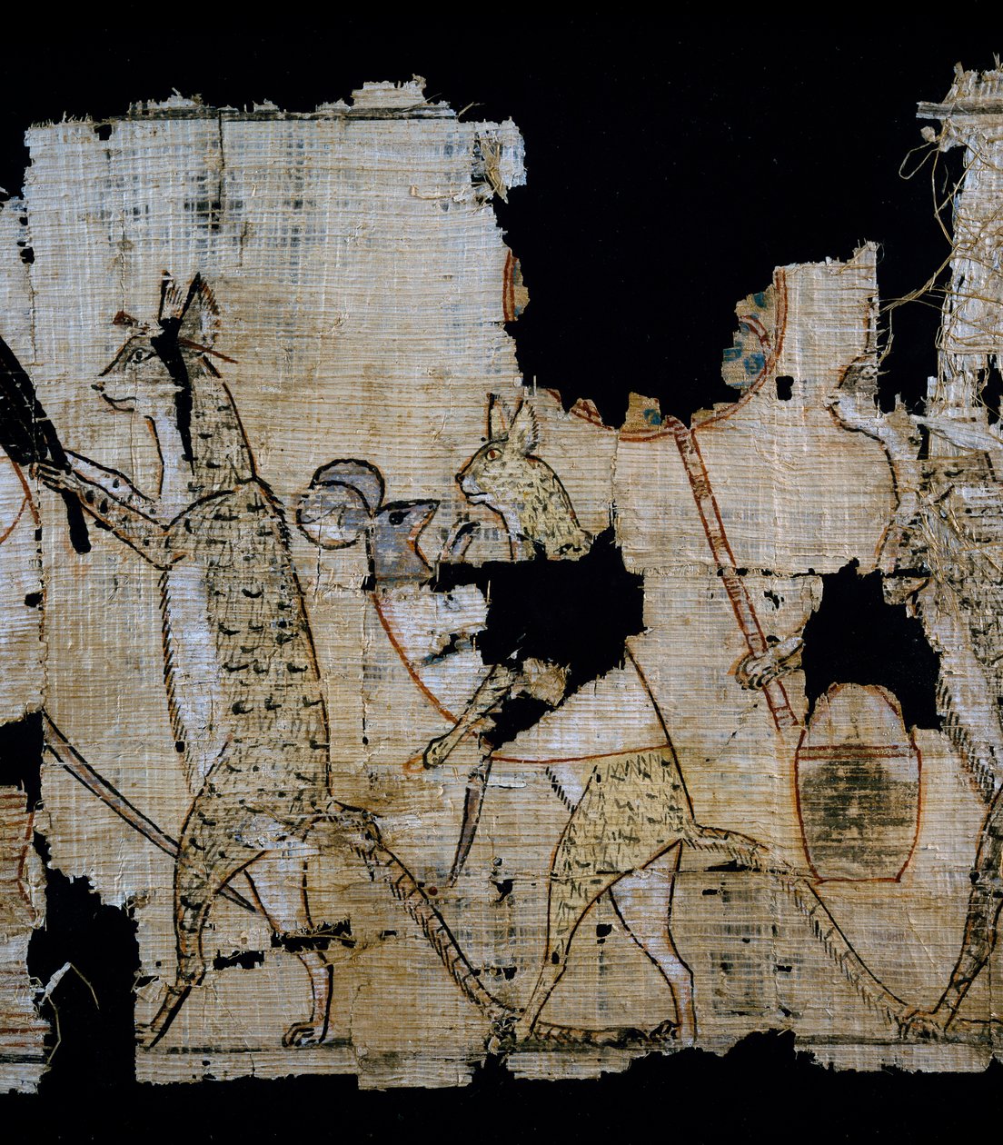 Papyrus, der skildrer satirisk scene, ca. 1100 f.Kr., dateret fra Ramses IX