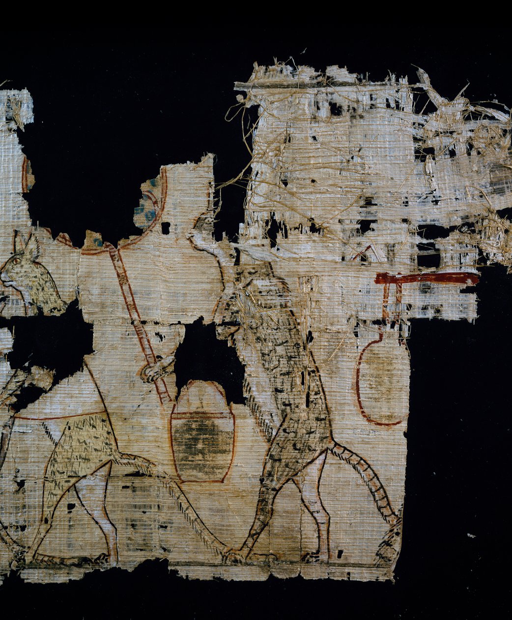 Papyrus, der skildrer satirisk scene, ca. 1100 f.Kr., dateret fra Ramses IX